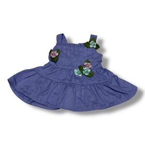 Bitty Baby Twin Tea Party Lavender Flower Dress Pleated 15" Baby Doll